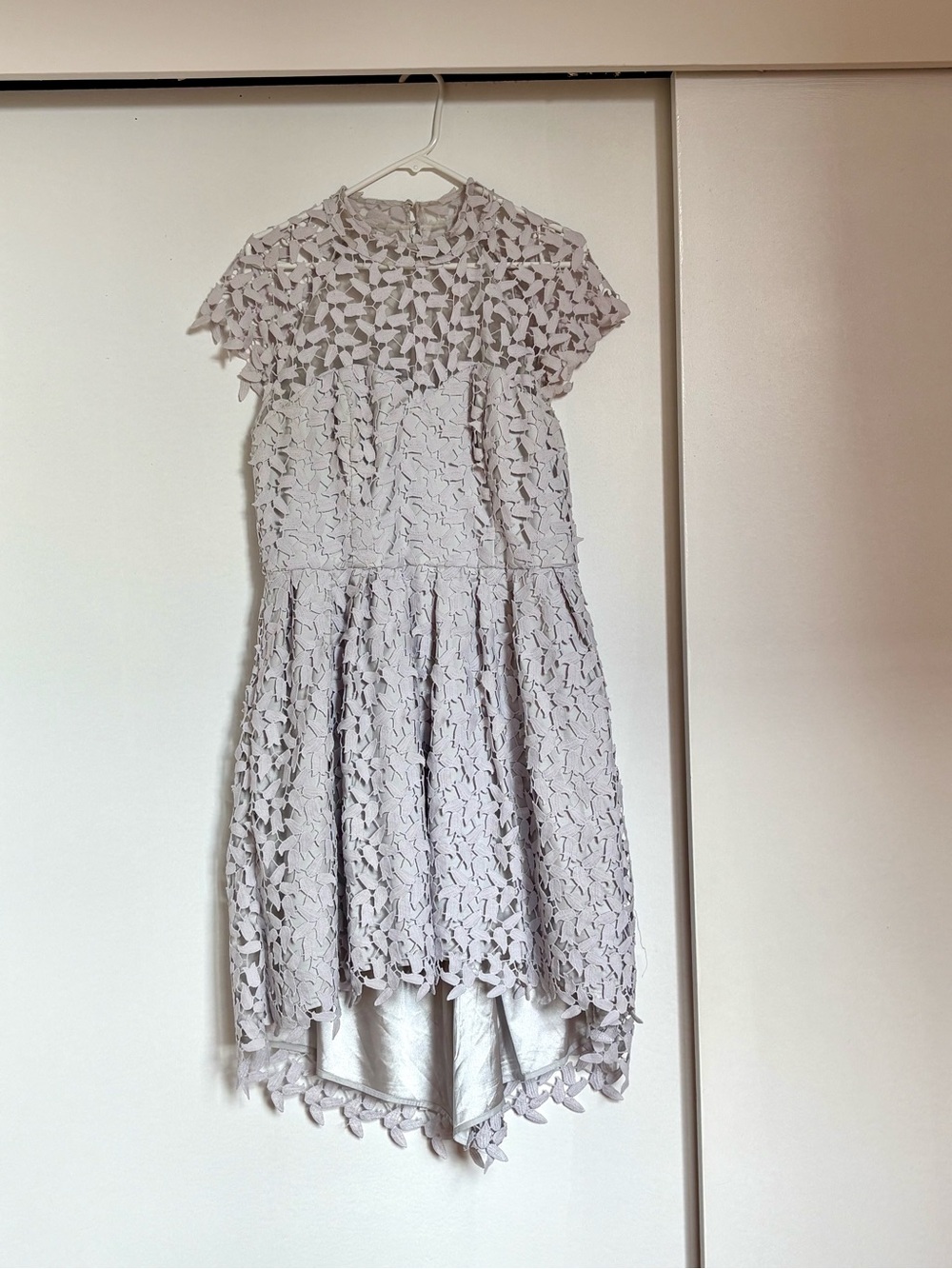 Chi Chi London Light Purpley Gray Lace Overlay Dress